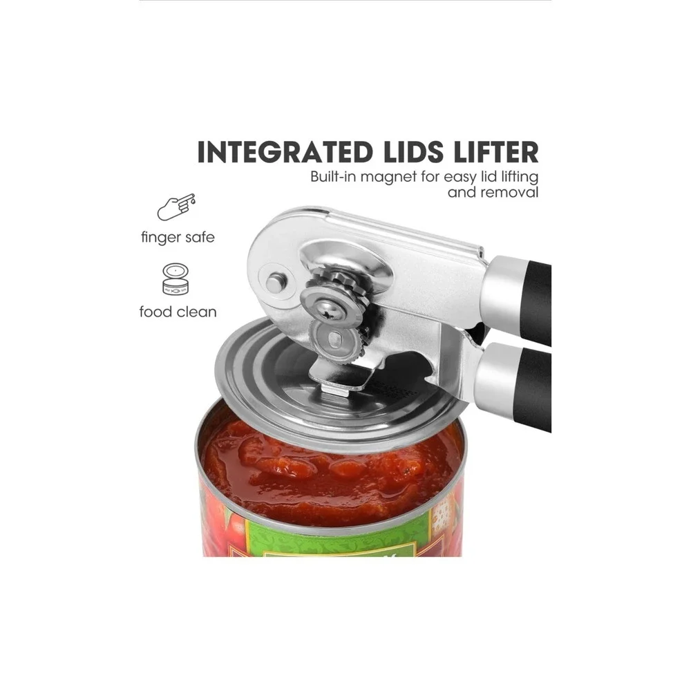 New UHIYEE Hand Held Can Opener Heavy Duty with Magnetic Lid Lifter Black 1285Rk